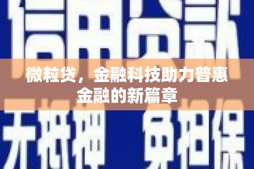 怀化微粒贷，金融科技助力普惠金融的新篇章