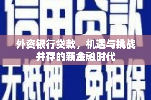 龙江外资银行贷款，机遇与挑战并存的新金融时代