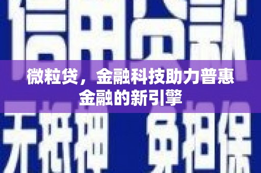 卓溪微粒贷，金融科技助力普惠金融的新引擎