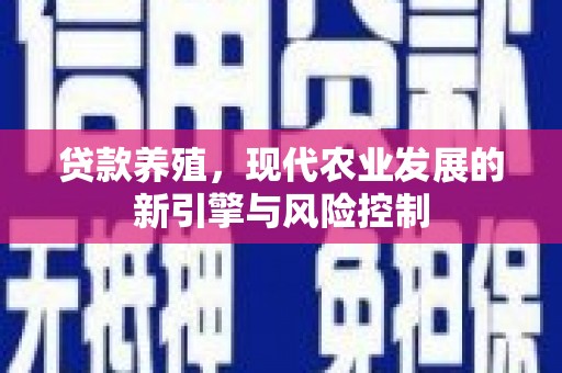 惠济贷款养殖，现代农业发展的新引擎与风险控制